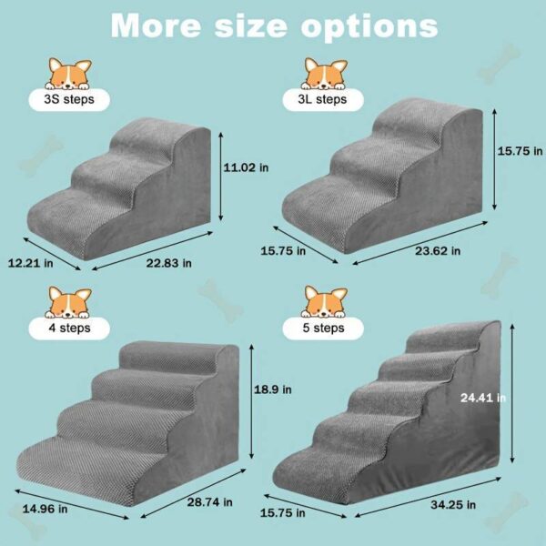 Dog Stairs For Small Dogs 3  4 Steps Dog Ramp  Removable Washable Pet Steps - Image 2