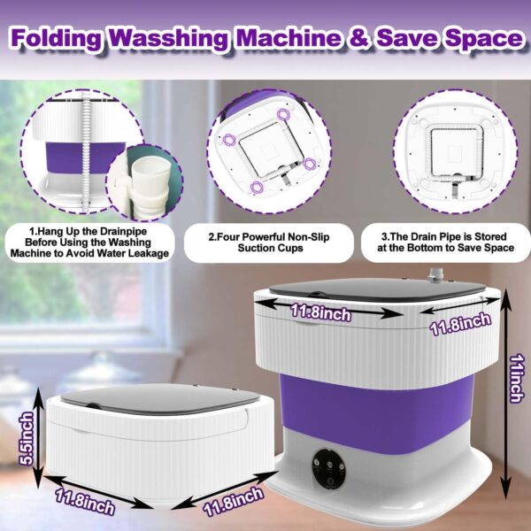 Portable Washing Machine,10L, Foldable Washer,3 Modes Deep Cleaning Of Underwear, Baby Clothes And Other Small Clothes. Suitable For Apartme - Image 9