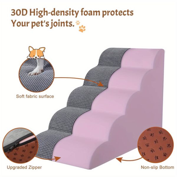 Dog Stairs For Small Dogs 3  4 Steps Dog Ramp  Removable Washable Pet Steps - Image 3